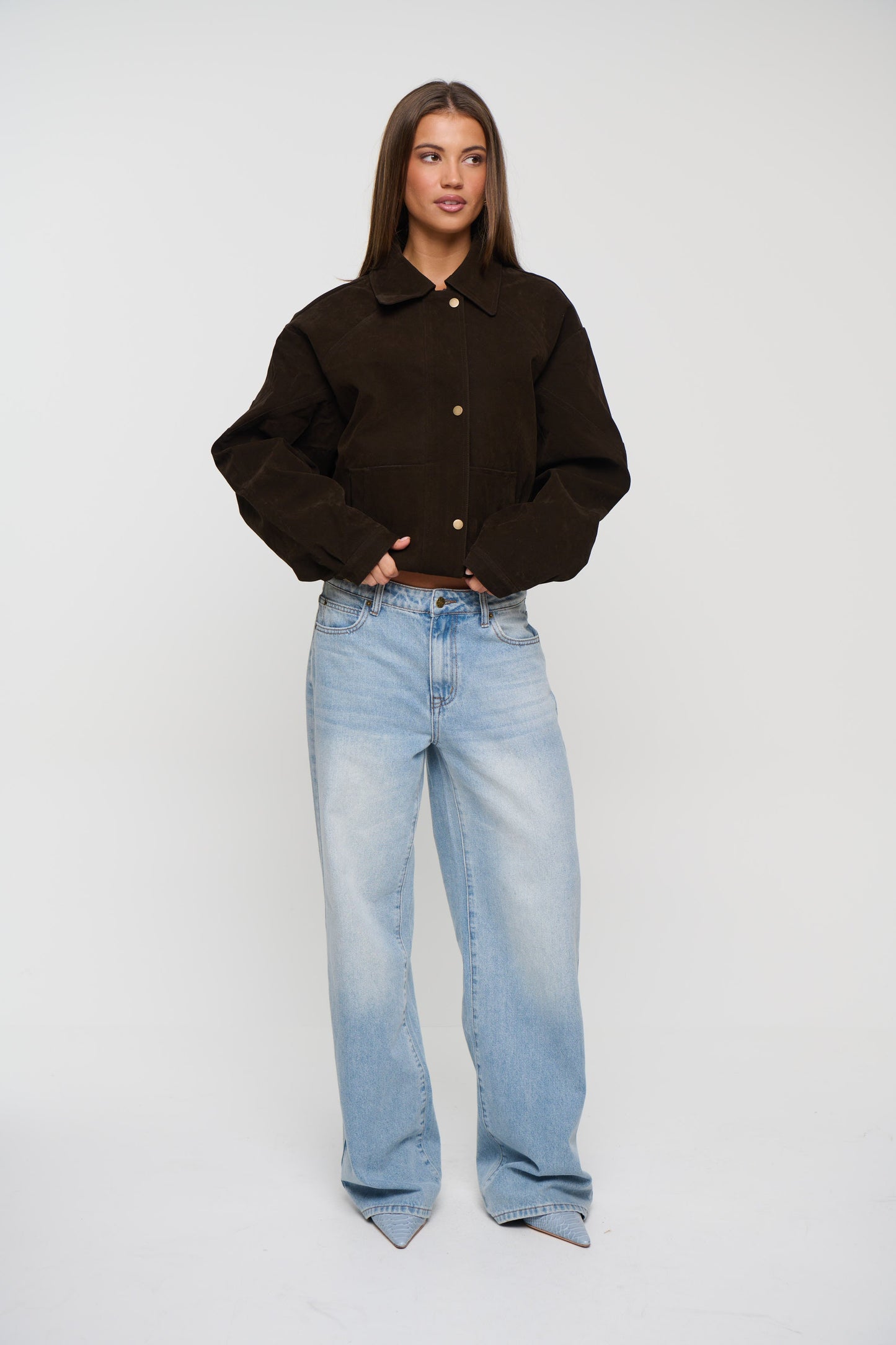 Jorja Suede Bomber Jacket Bark