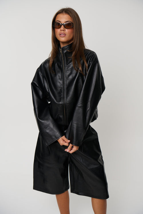 Flora Funnel Neck Jacket Black