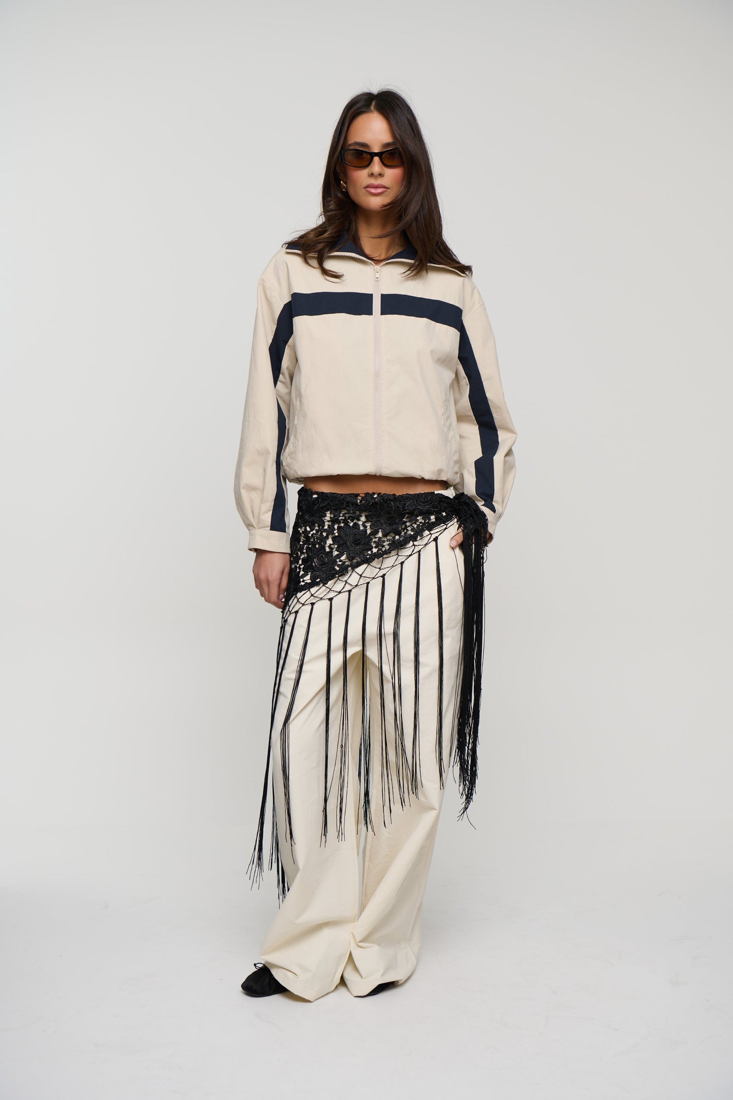 Andrea Fringe Scarf Belt Black