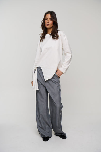 Jamie Pinstripe Pant Grey