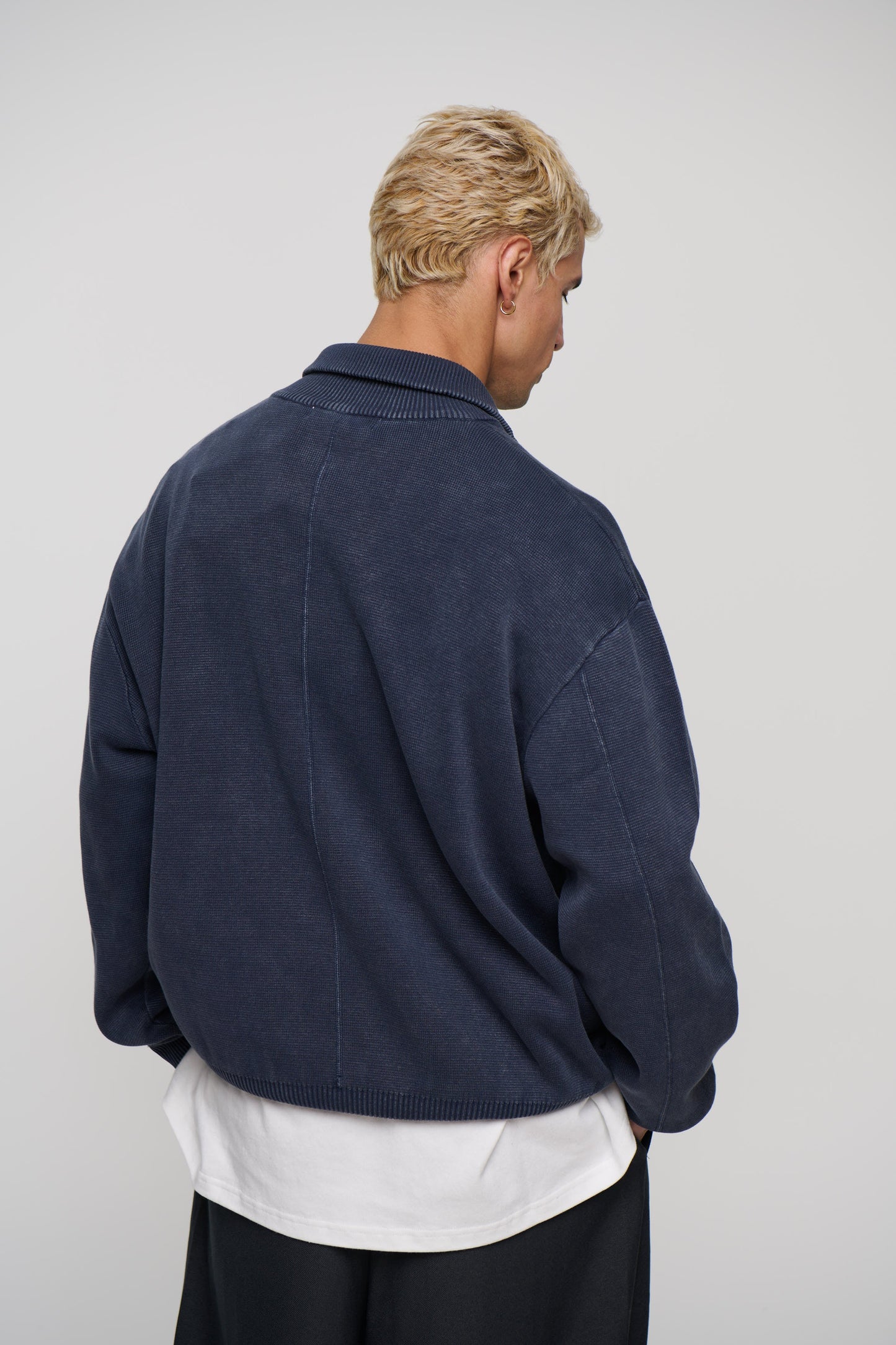 Calin Zip Up Knit Navy