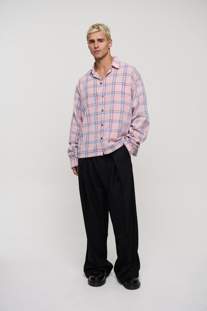 Cord Washed Check Shirt Salmon