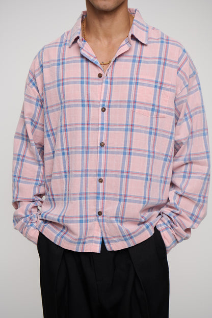 Cord Washed Check Shirt Salmon
