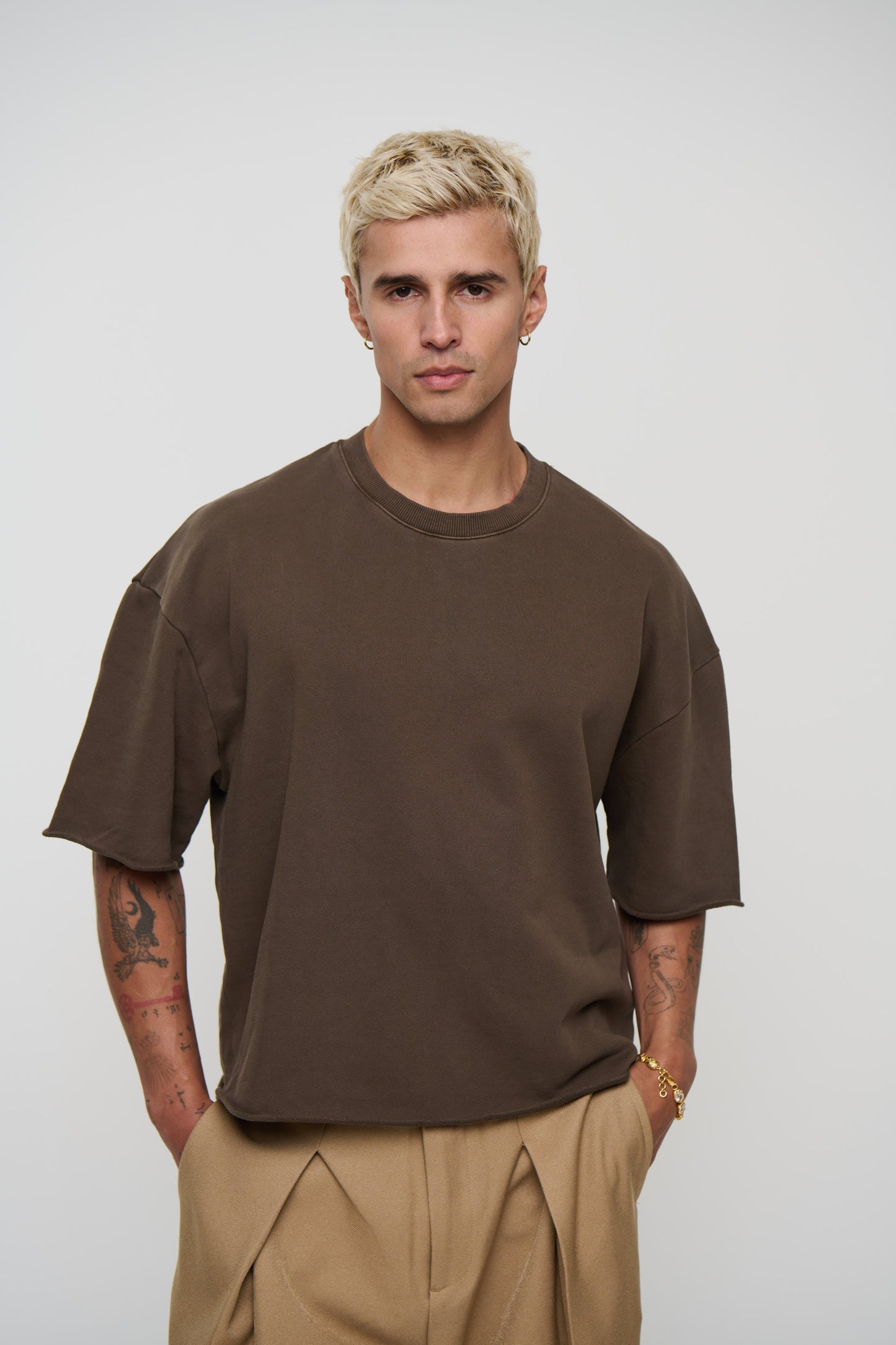 Crop Box Fleece Tee Choc