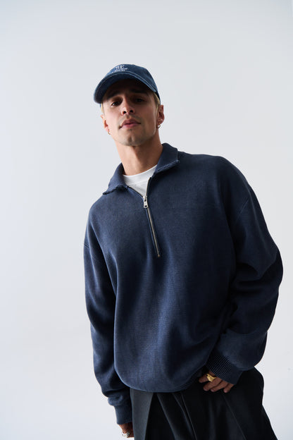 Calin Zip Up Knit Navy