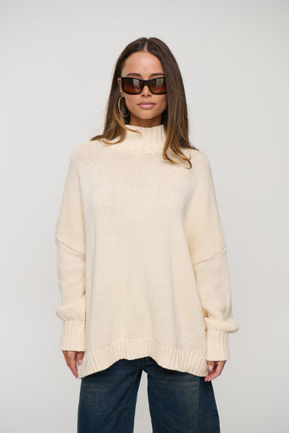 Layla Funnel Neck Knit Cream