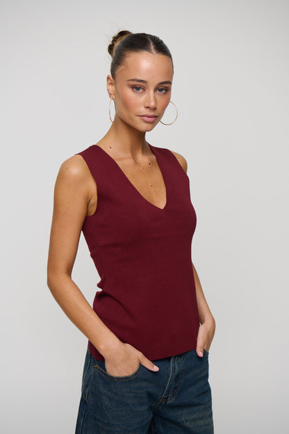 Isla V Neck Tank Wine
