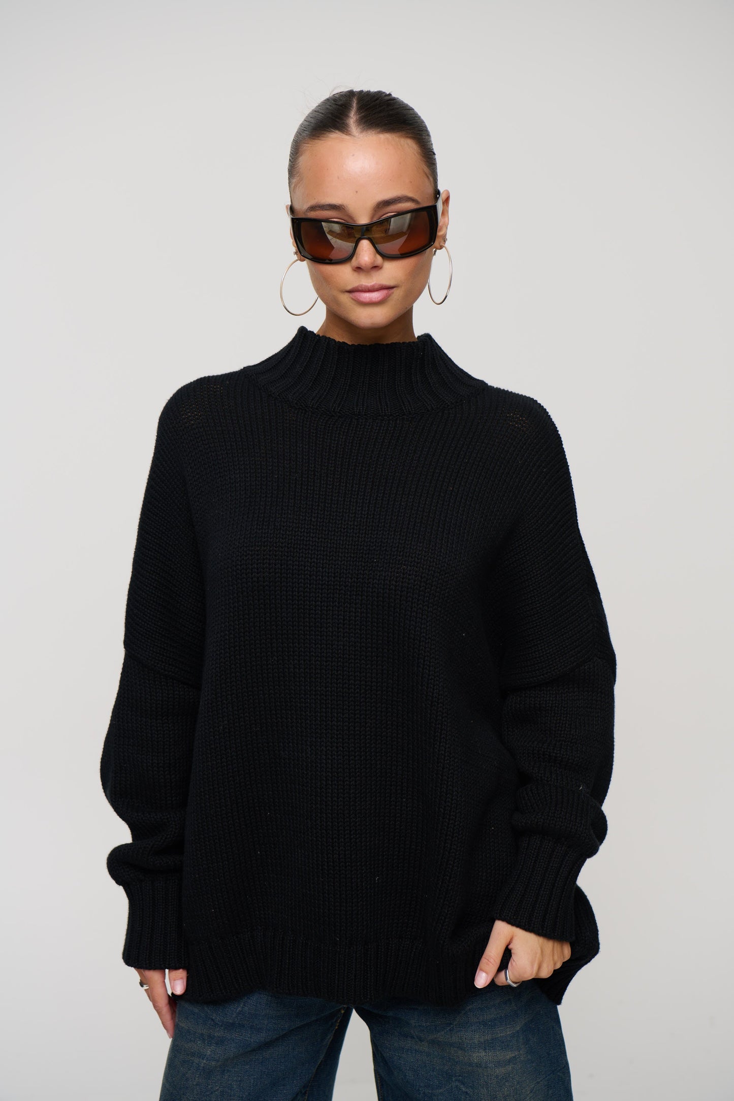 Layla Funnel Neck Knit Black