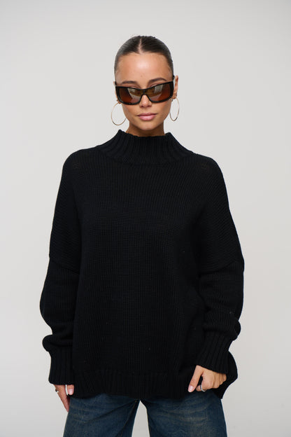 Layla Funnel Neck Knit Black