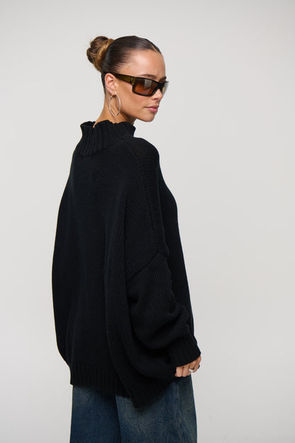 Layla Funnel Neck Knit Black