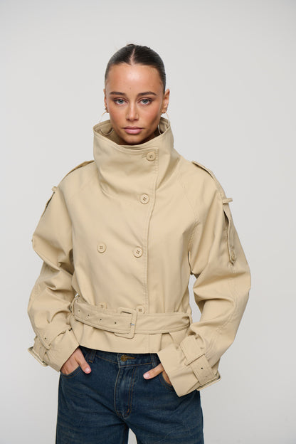 Blanc Cropped Trench Cream