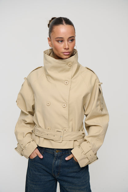 Blanc Cropped Trench Cream