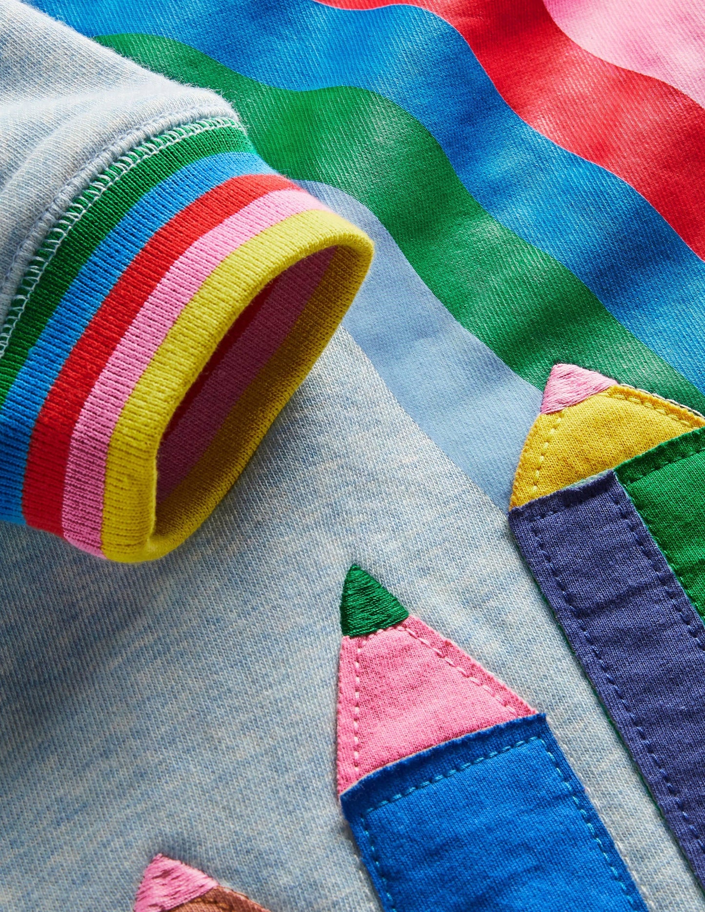 Appliqué Sweatshirt Dress-Light Blue Pencils