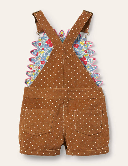 Animal Short Cord Overalls-Butterscotch Brown Hedgehog