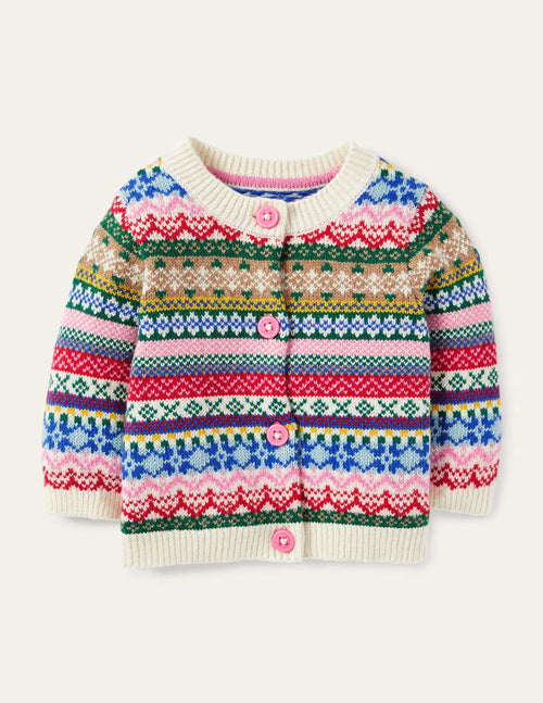 All-over Fair Isle Cardigan-Multi