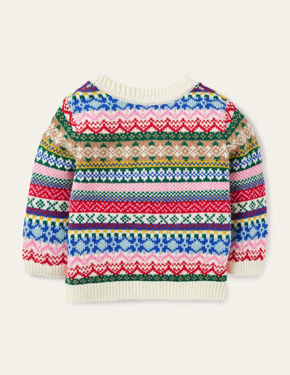 All-over Fair Isle Cardigan-Multi