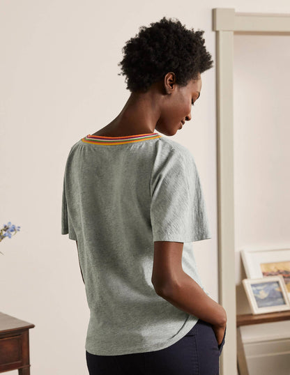 Beatrice Jersey Top-Grey Marl