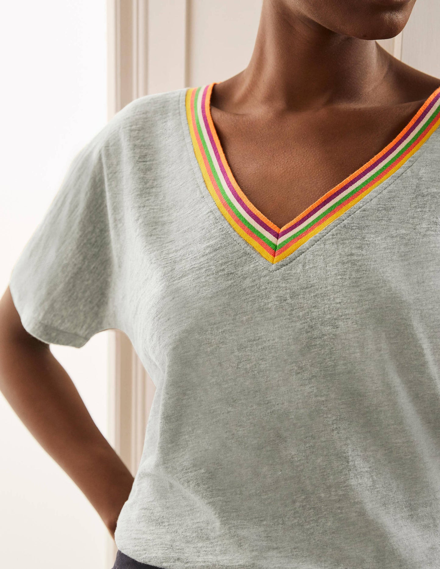Beatrice Jersey Top-Grey Marl