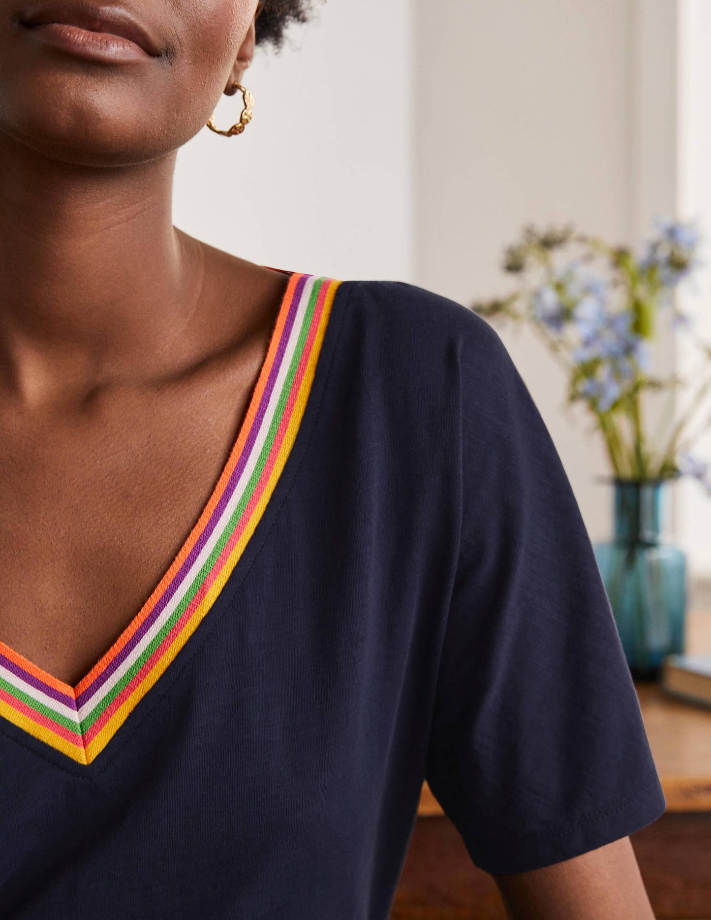 Beatrice Jersey Top-Navy