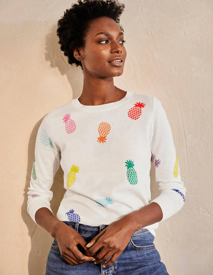 Banbury Cotton Sweater-Ivory Pineapples