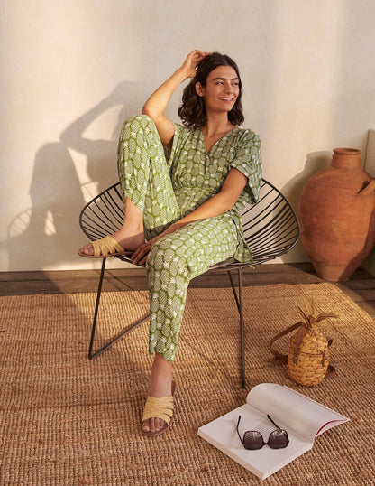 Alice Wrap Jumpsuit-Pea Pineapple Geo