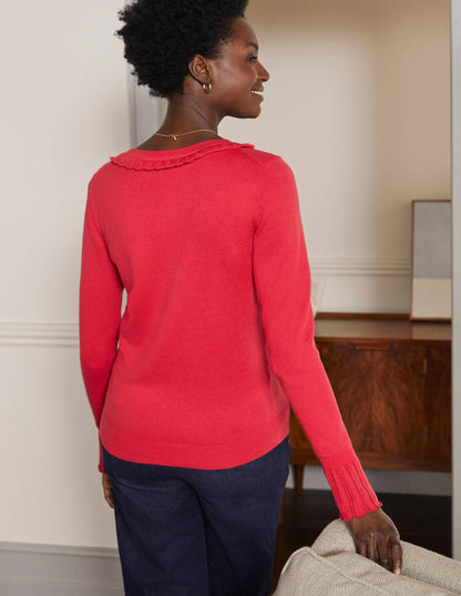 Aimee Pointelle Sweater-Bright Red