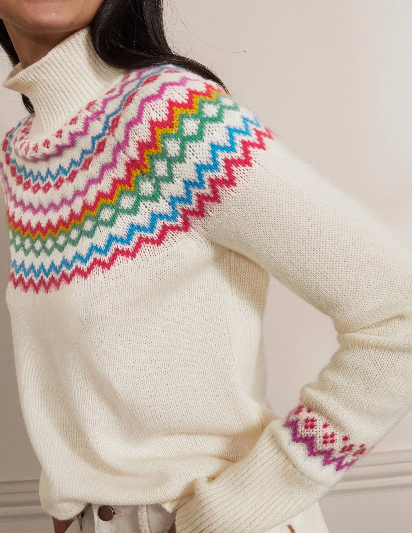 Anna Cashmere Sweater-Ivory Fair Isle