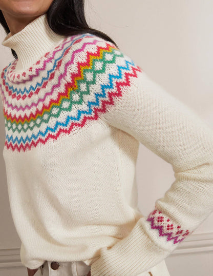Anna Cashmere Sweater-Ivory Fair Isle