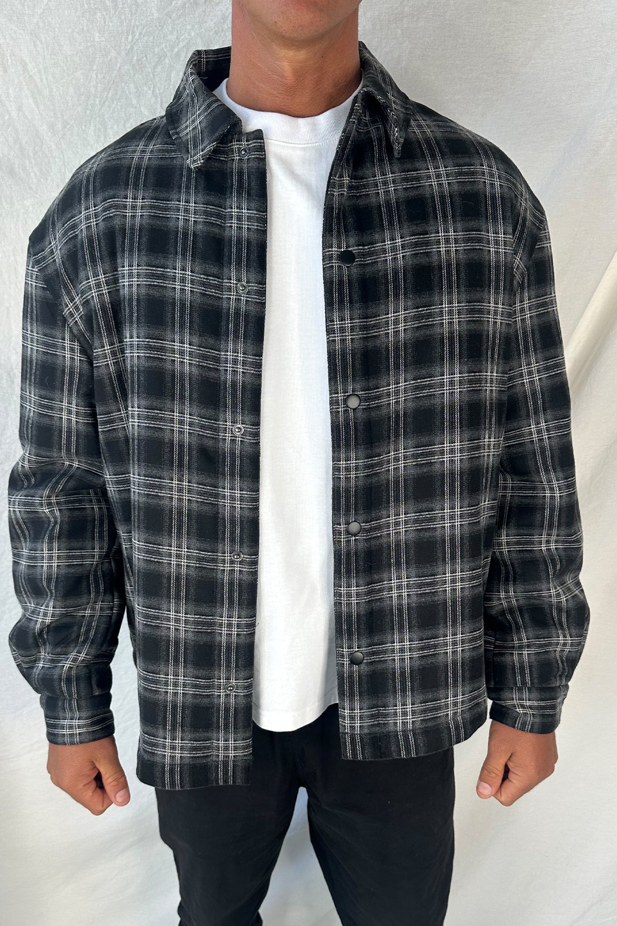 Check Trucker Jacket Black - FINAL SALE