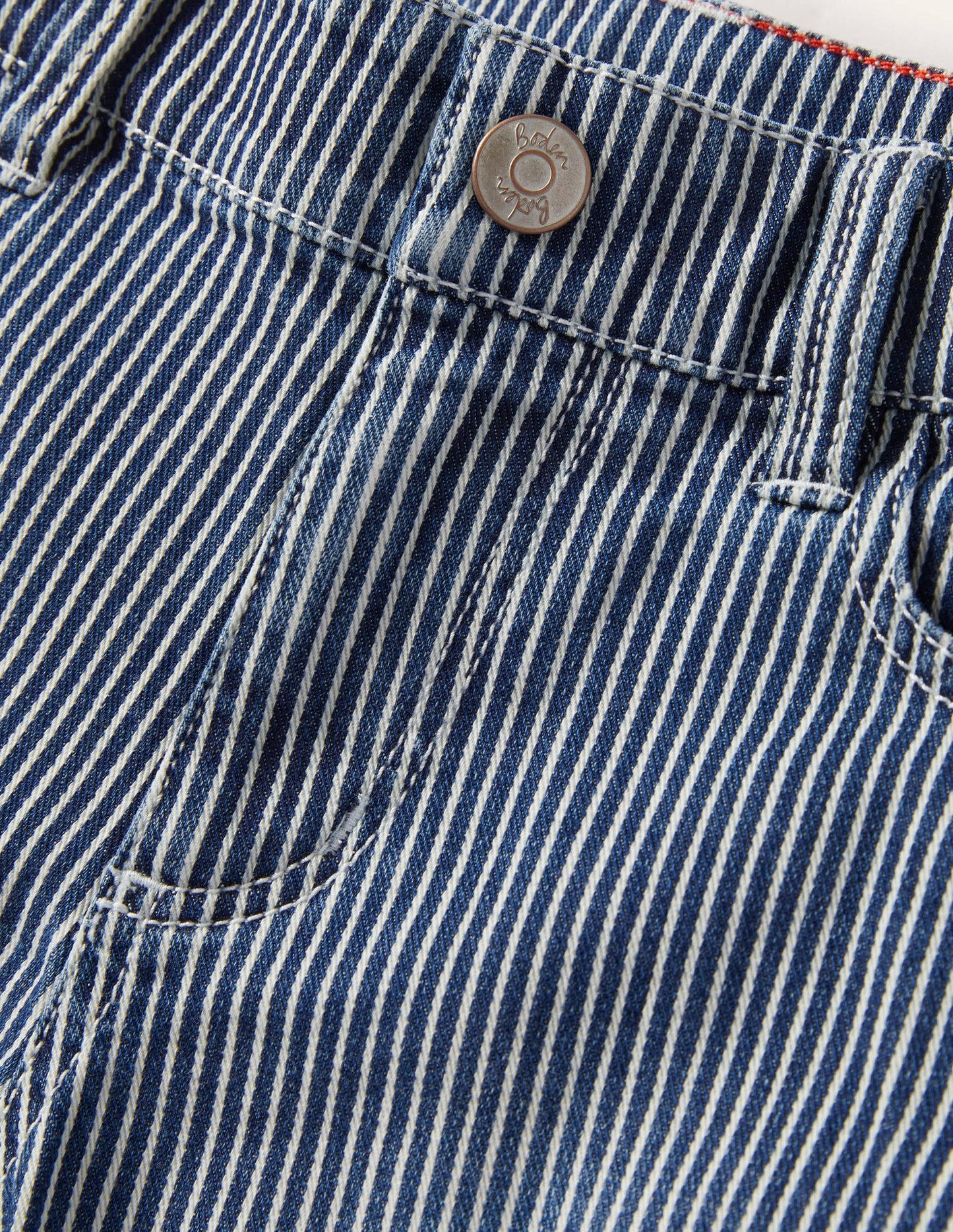 Adventure-flex Denim Shorts-Indigo Blue Ticking
