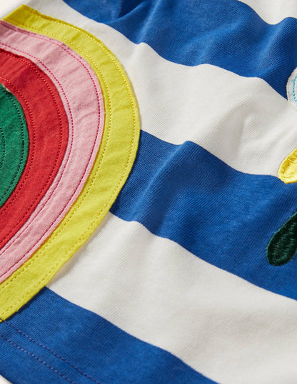 Appliqué Rugby Top-Bright Marina Blue/Ivory