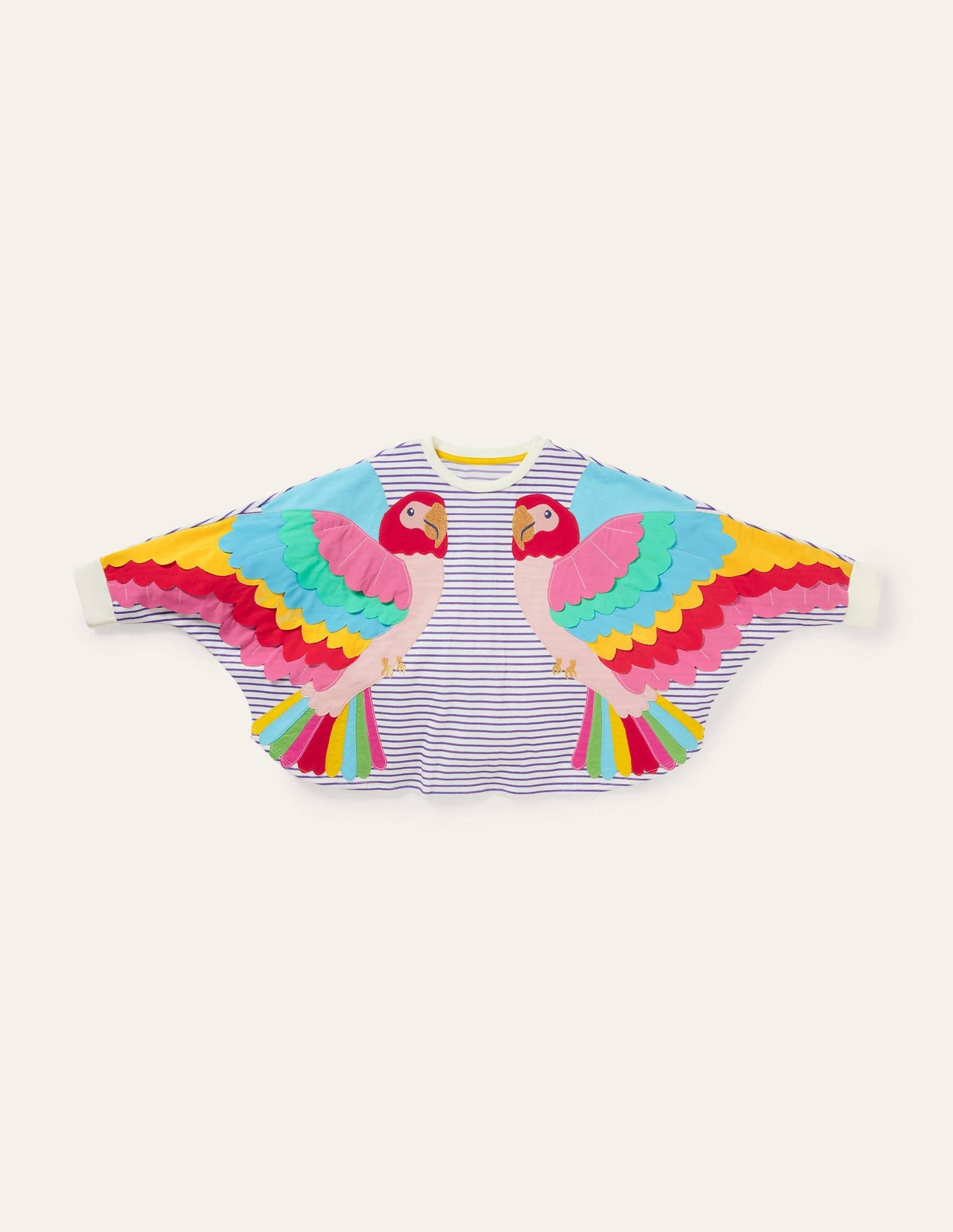 Appliqué Sweatshirt-Ivory / Starboard Parrot