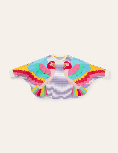 Appliqué Sweatshirt-Ivory / Starboard Parrot