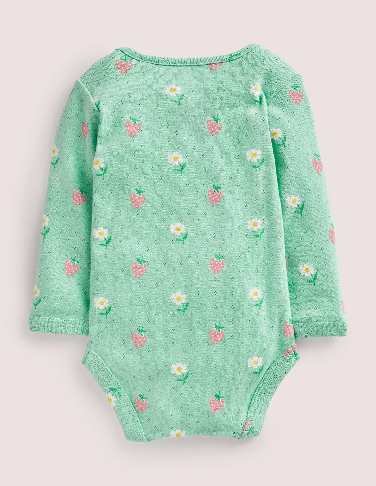 Baby Pointelle Body-Green Daisies/Strawberries