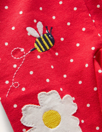 Appliqué Jersey Pants-Strawberry Tart Pin Spot