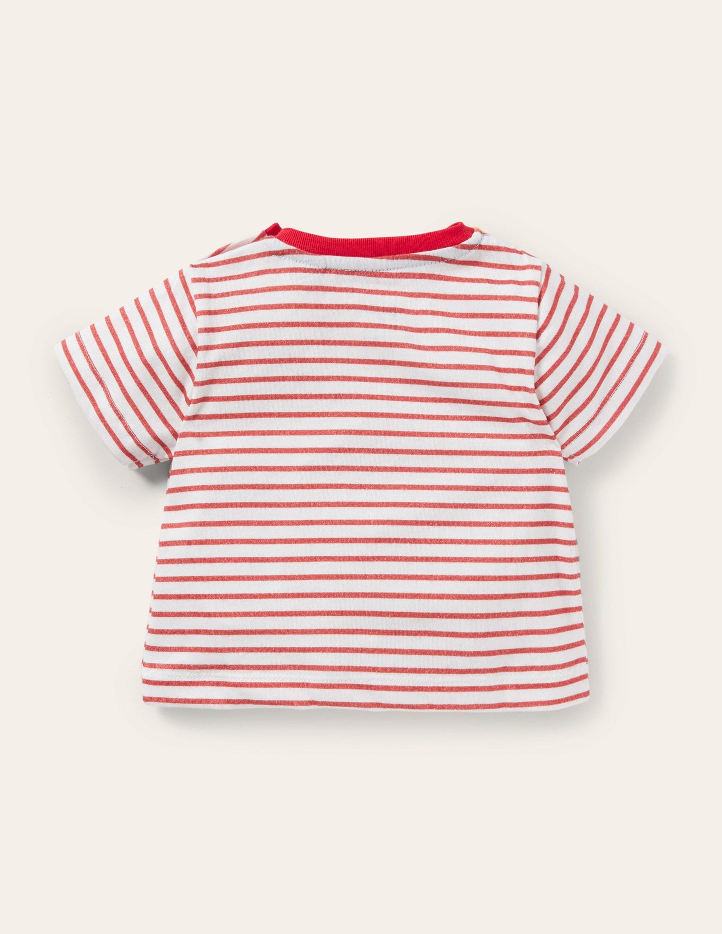 Appliqué Jersey T-shirt-Red/Ivory Animals Ice Cream