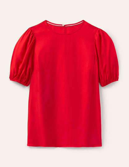 Adriana Puff Sleeve Top-Fire Red