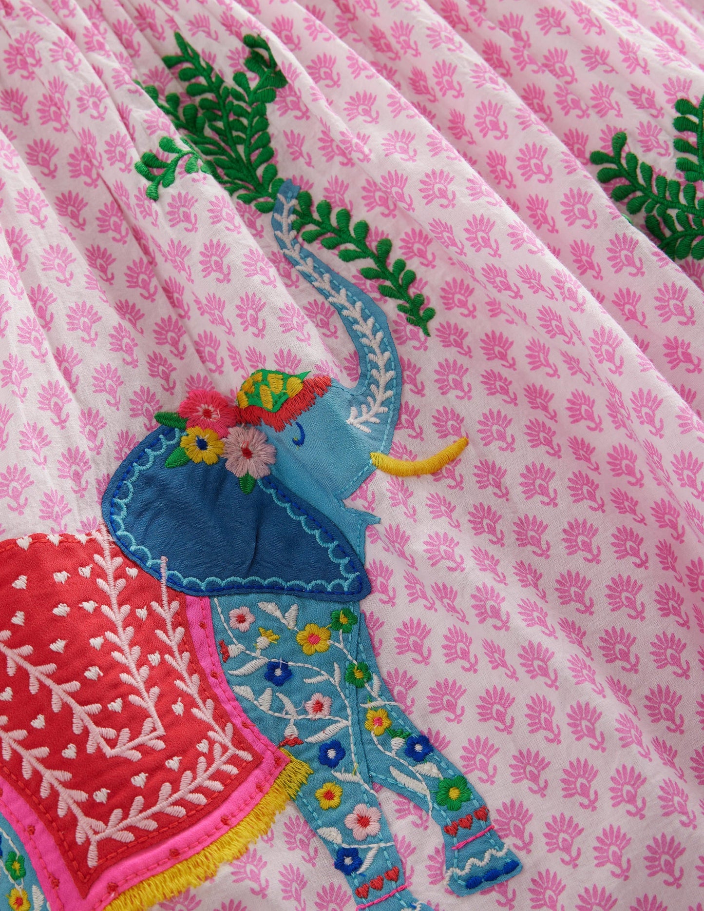 Appliqué Woven Dress-Plum Blossom Woodblock