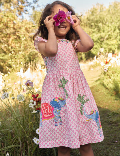 Appliqué Woven Dress-Plum Blossom Woodblock