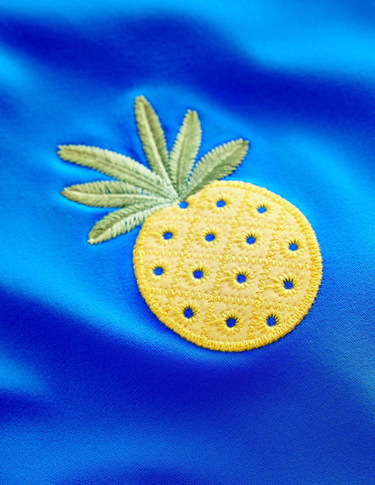 Appliqué Fruit Swimsuit-Cabana Blue