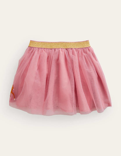 Applique Tulle Skirt-Almond Pink Sleigh