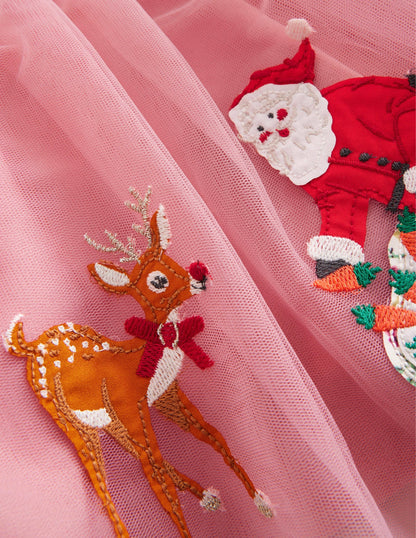Applique Tulle Skirt-Almond Pink Sleigh