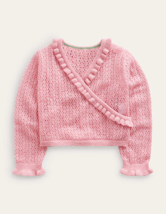 Ballet Wrap Cardigan-Almond Pink