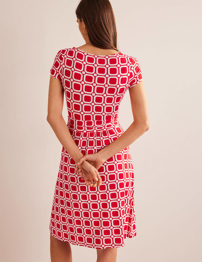 Amelie Jersey Dress-Hot Pepper, Block Cube