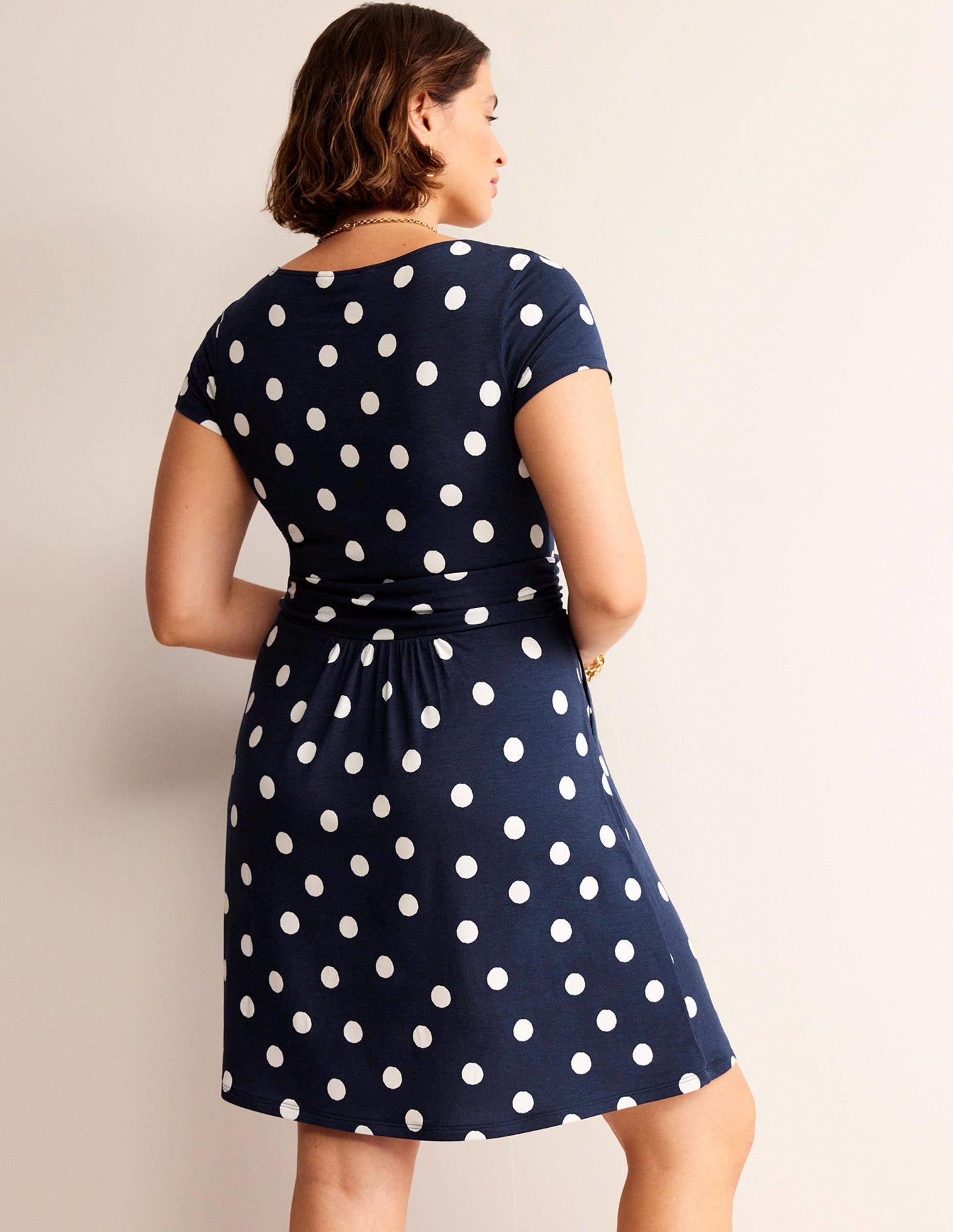 Amelie Jersey Dress-French Navy, Painterly Spot