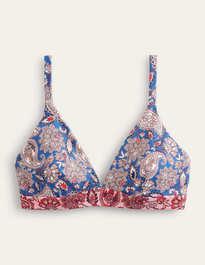 Arezzo V-neck Bikini Top-True Navy, Paisley Terrace