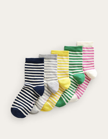 5 Pack Ankle Socks-Breton Stripe