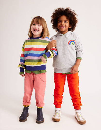 Appliqué Rainbow Hoodie-Silver Marl Rainbow