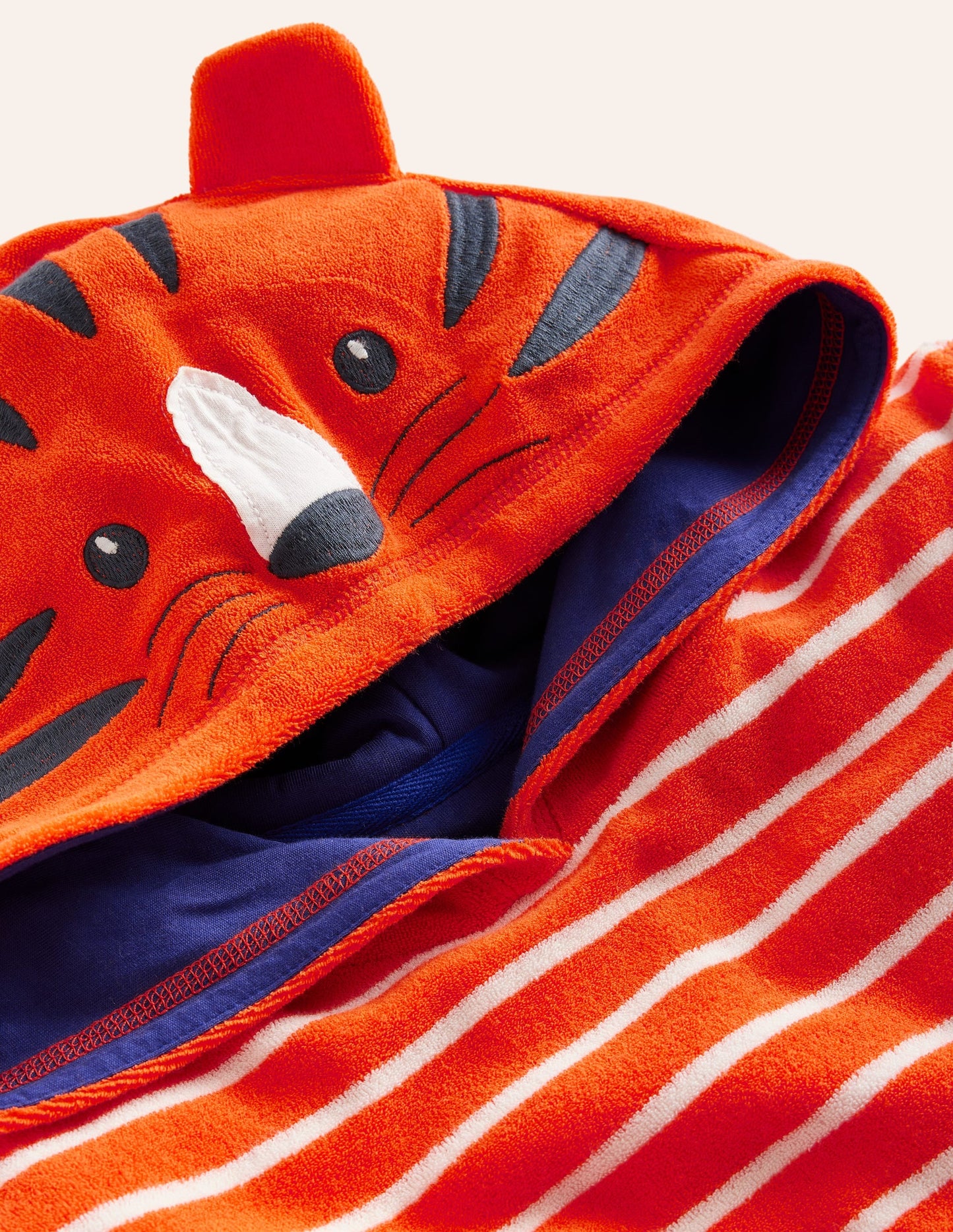 Appliqué Towelling Throw-on-Mandarin Orange/ Ivory Stripe