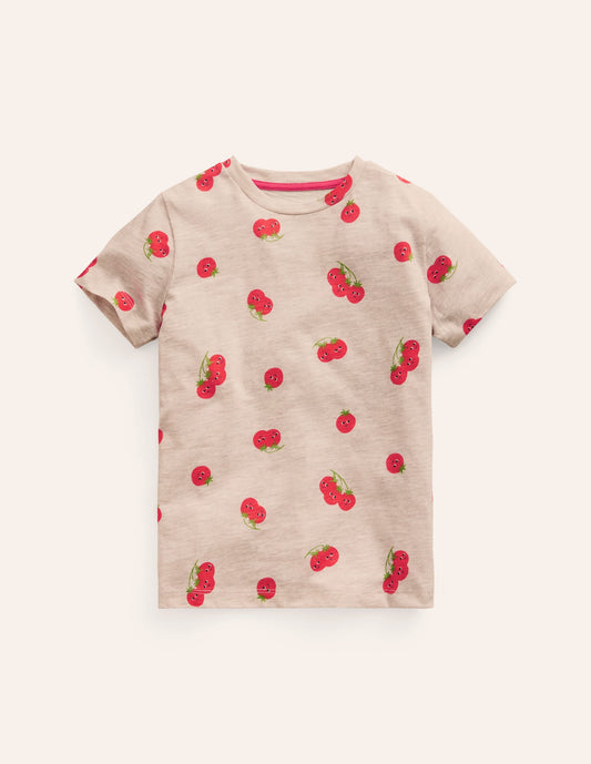 All-over Printed T-Shirt-Oatmeal Marl Tomatoes